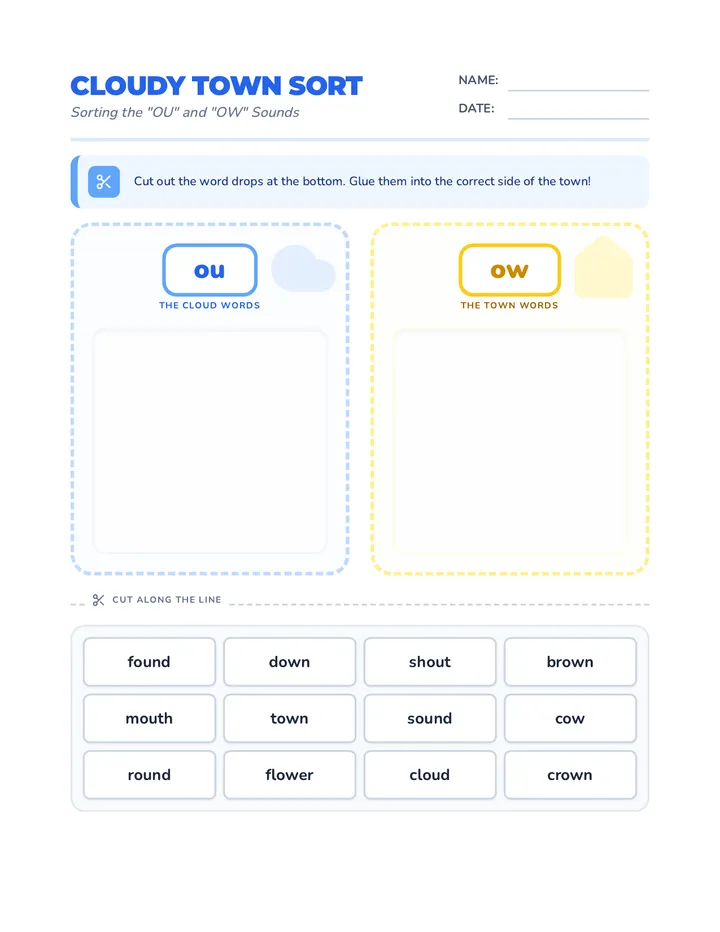 Cloudy Town Sort Worksheet