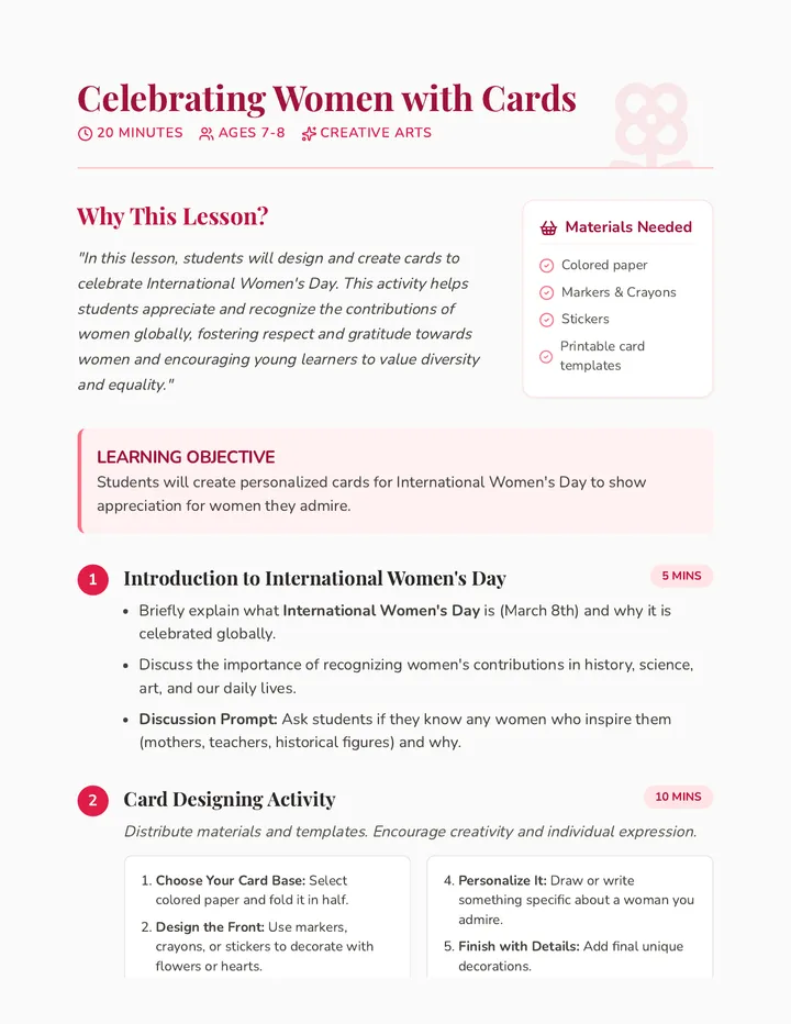 Celebrating Women Lesson Plan