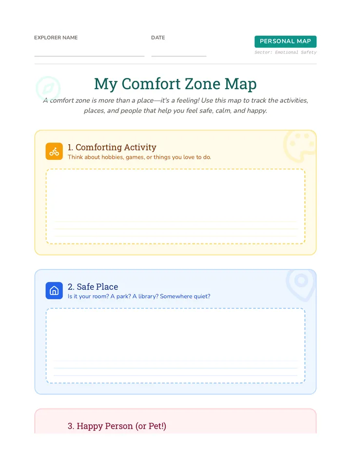Comfort Zone Map Worksheet