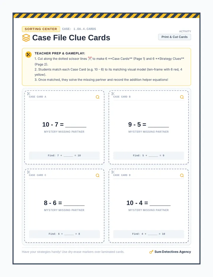 Sum Detective Case Cards