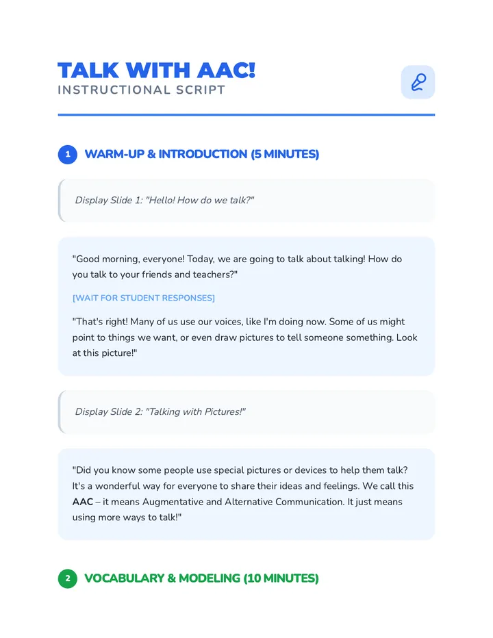 Talk with AAC Script