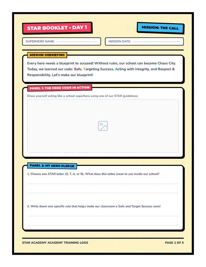 STAR Booklet Day 1 Worksheet