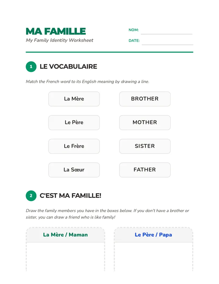 Family Identity Worksheet
