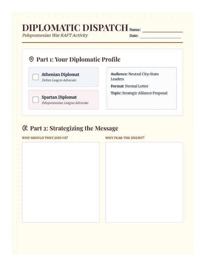 Diplomatic Dispatch Worksheet