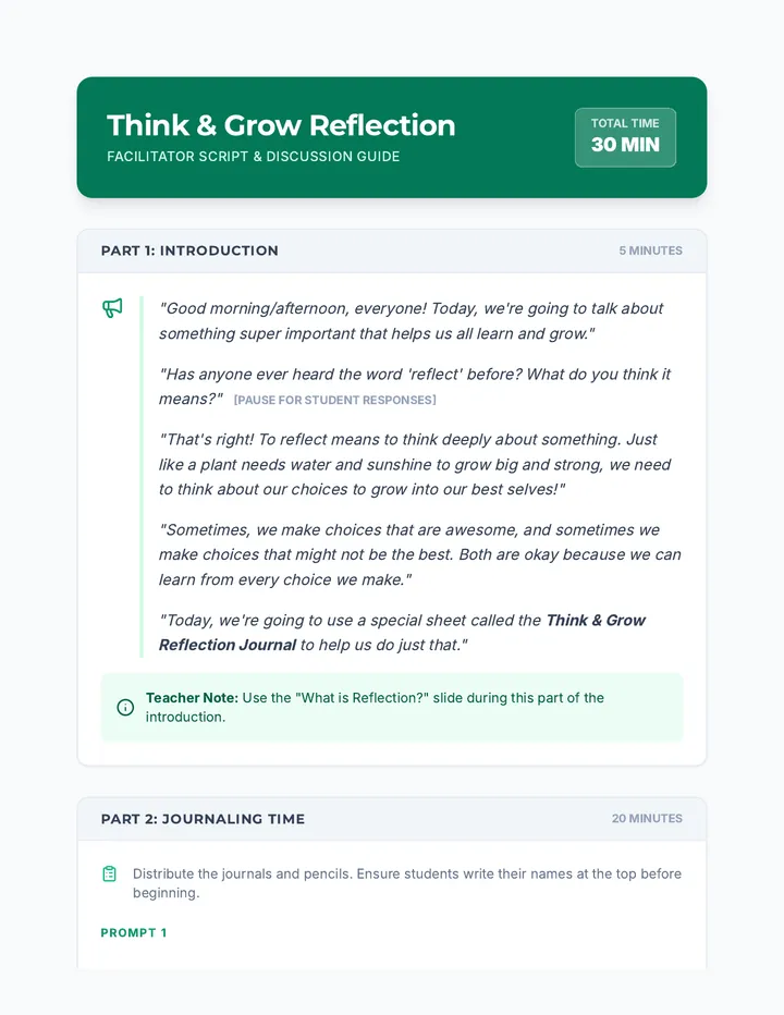 Think and Grow Reflection Script