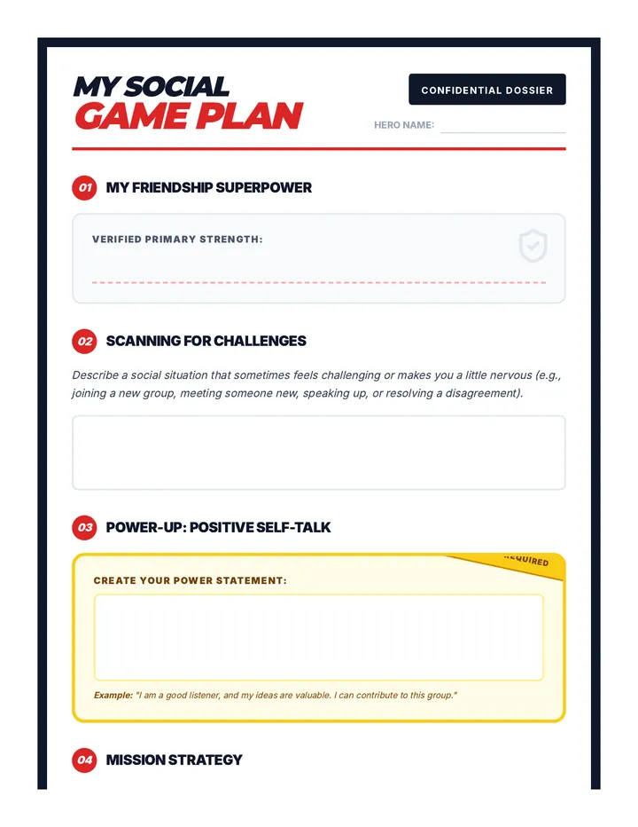 My Social Game Plan Worksheet