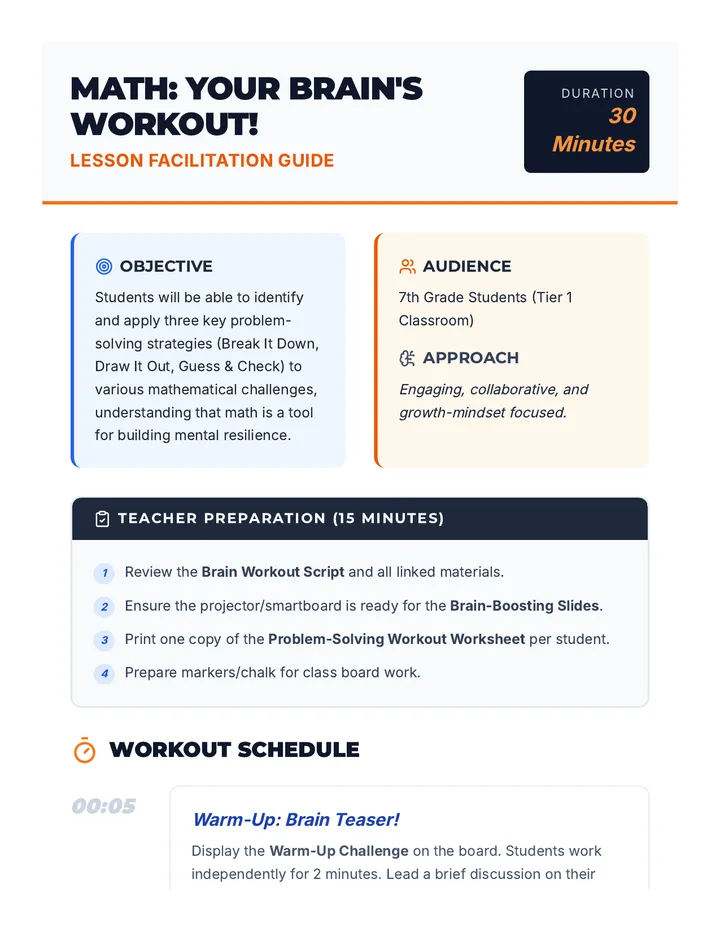 Math Brain Workout Lesson Plan