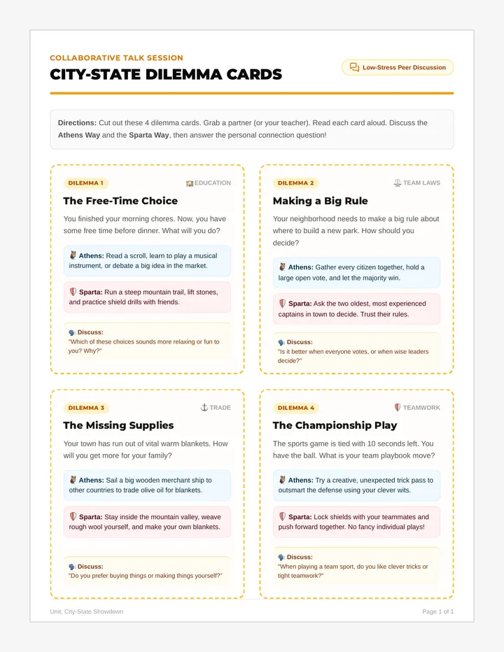 Scenario Cards Activity