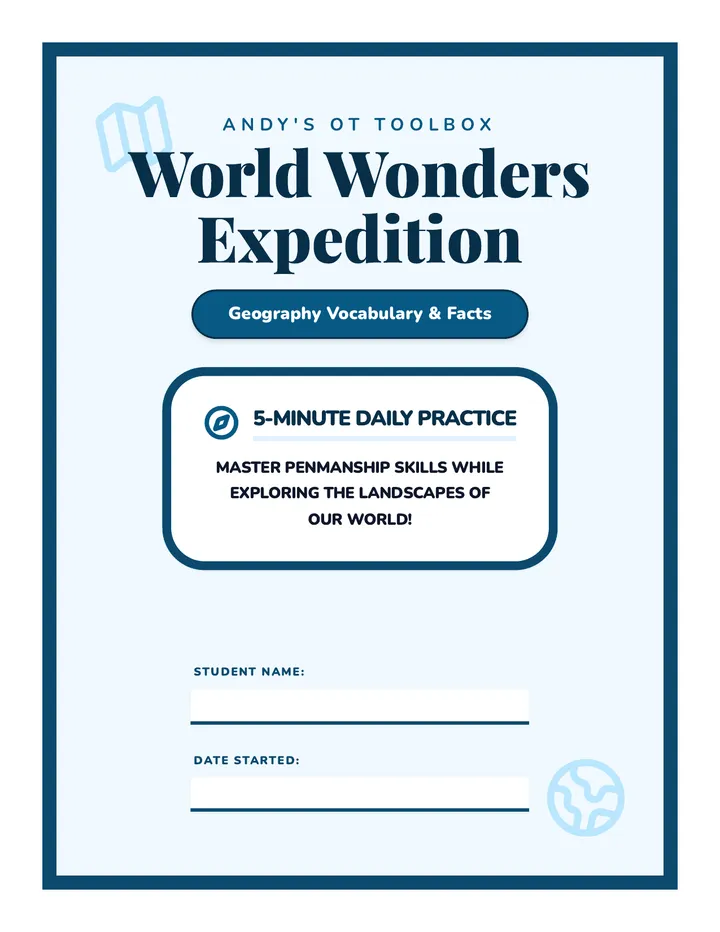 World Wonders Geography 30 Day Handwriting Worksheet