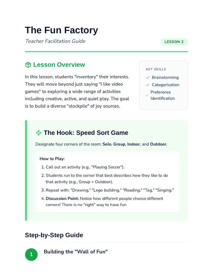 The Fun Factory Teacher Guide
