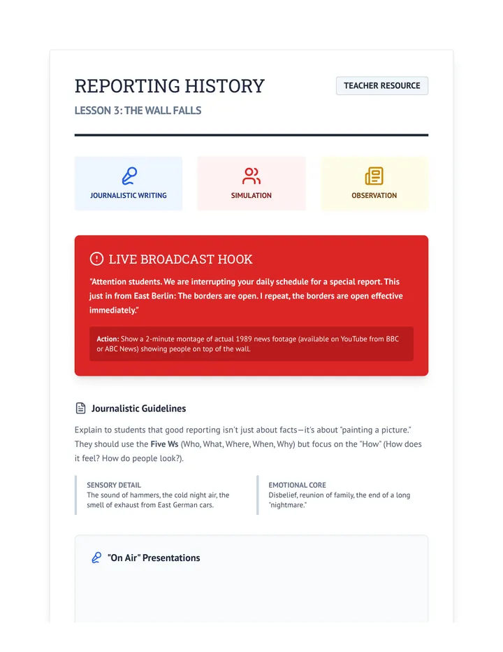 Reporting History Teacher Guide
