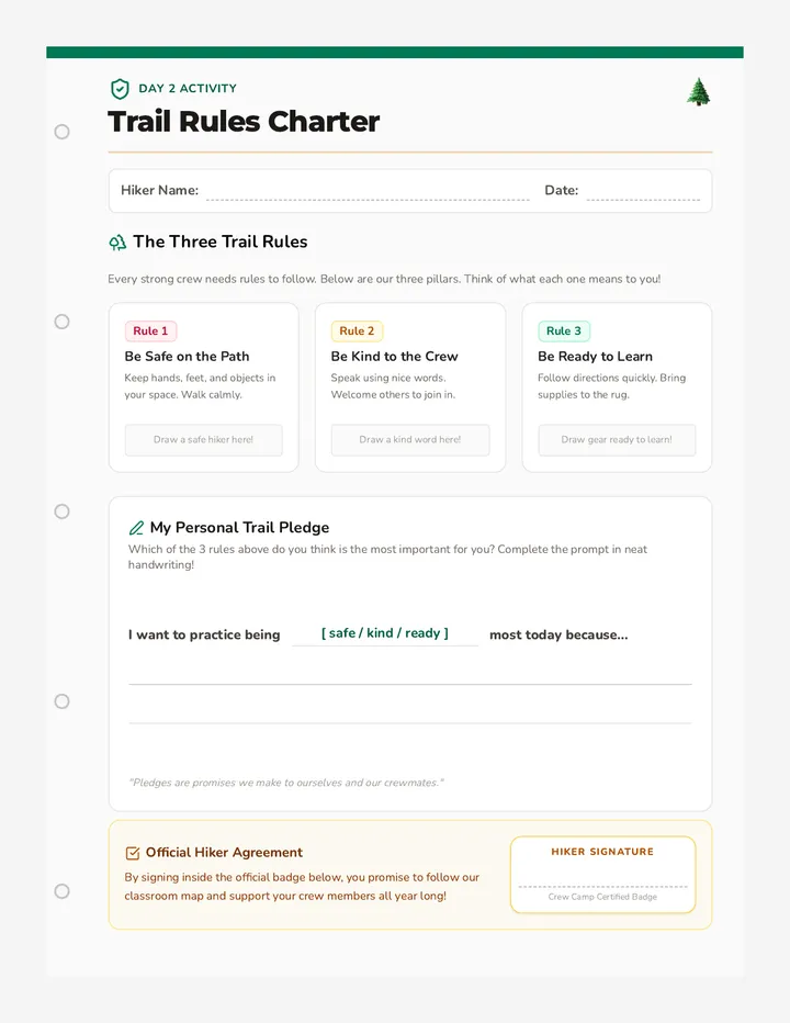 Trail Rules Charter Worksheet