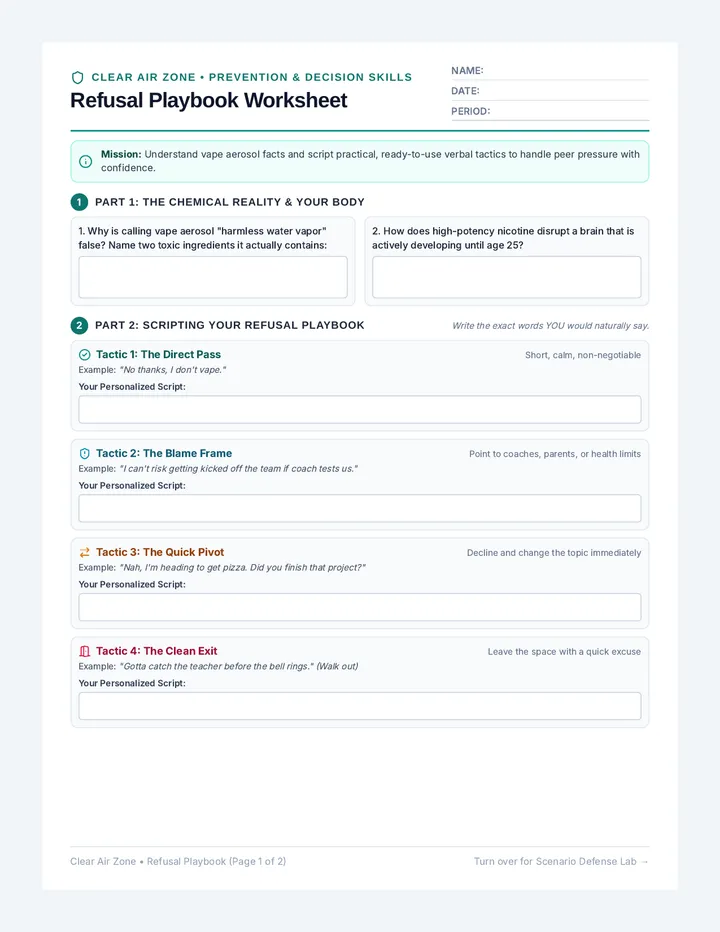 Refusal Playbook Worksheet