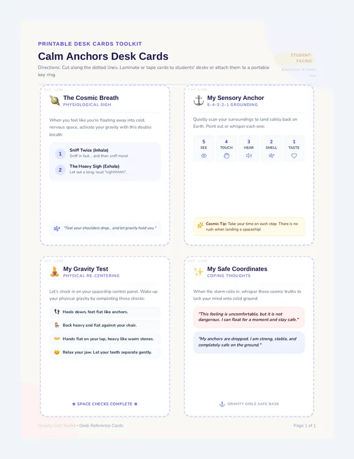 Calm Anchors Desk Cards