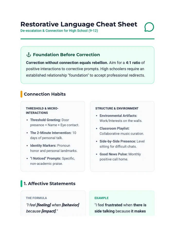 Restorative Language Cheat Sheet