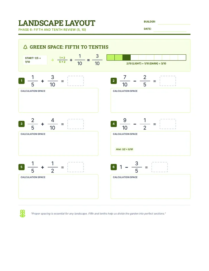 Landscape Layout Worksheet