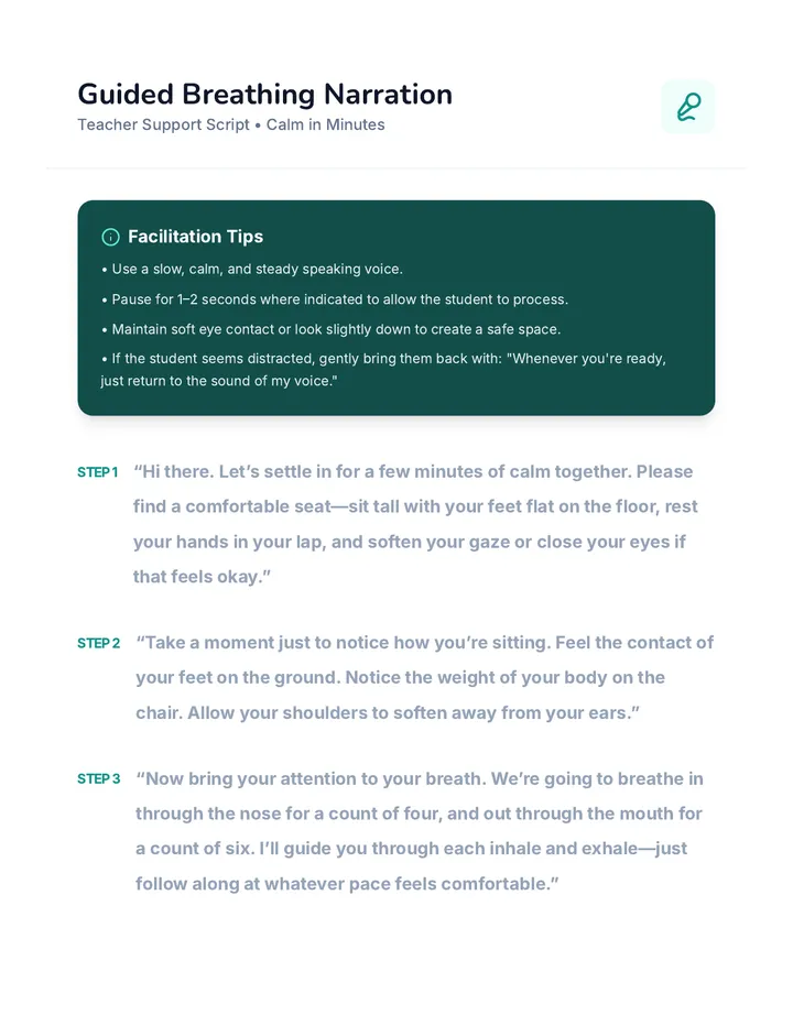 Guided Breathing Narration Script Resource