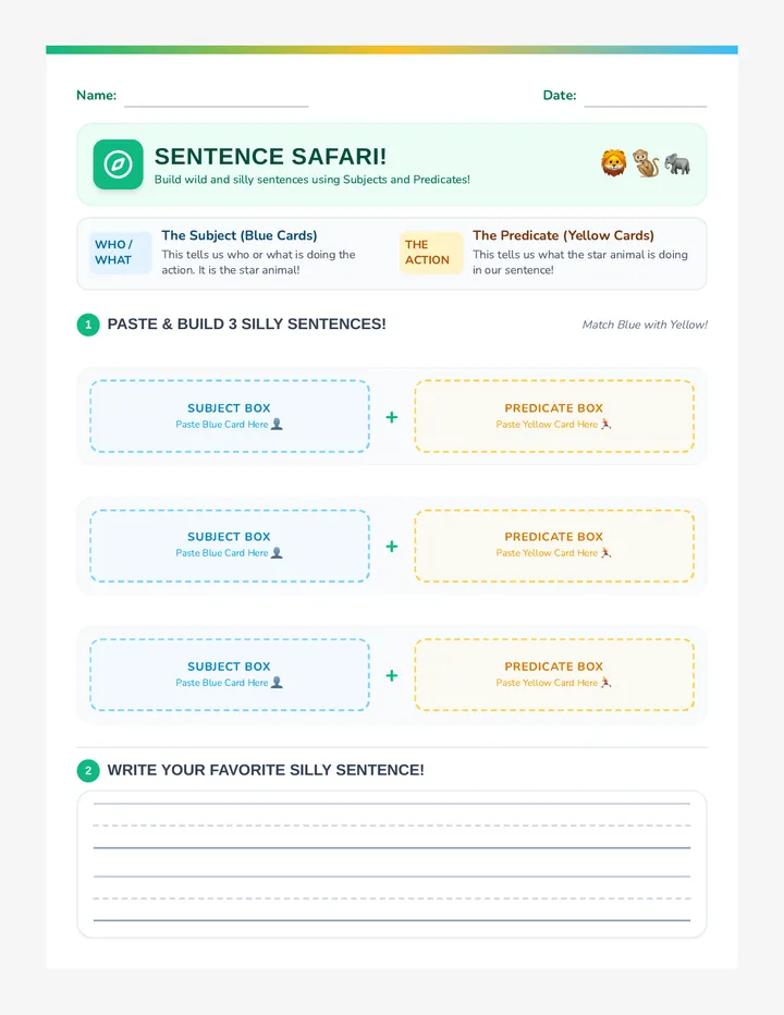 Sentence Safari Worksheet