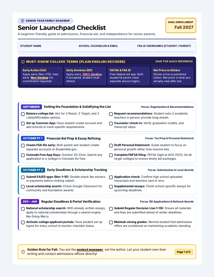 Senior Launchpad Checklist