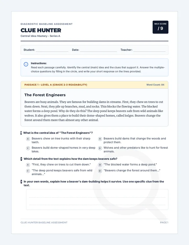 Clue Hunter Assessment
