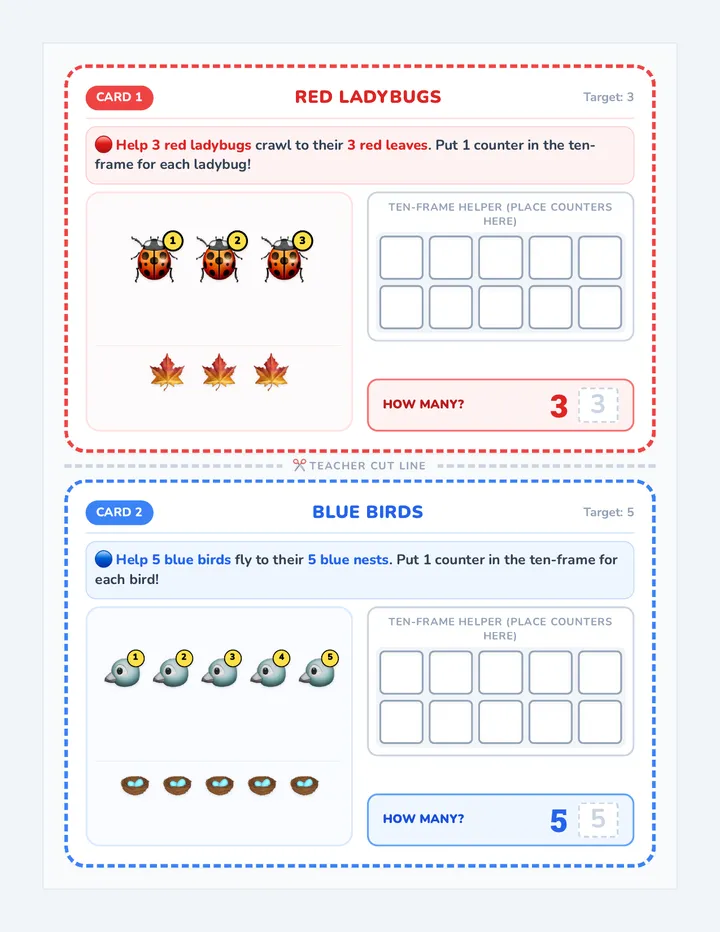 Counting Critters Task Cards