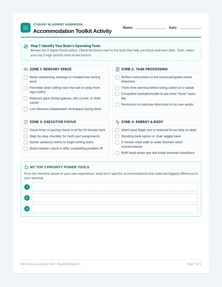 Accommodation Toolkit Activity
