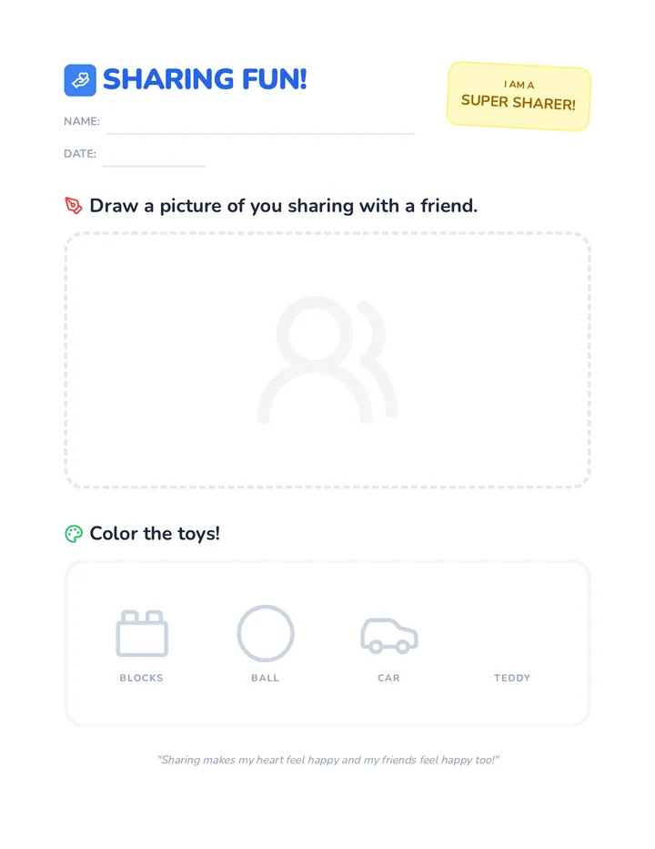 Sharing Game Worksheet