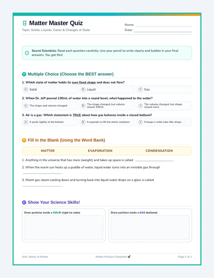 Matter Master Quiz