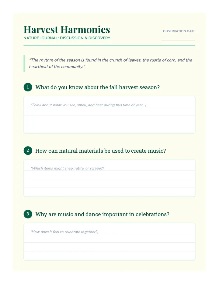 Harvest Harmonies Discussion Guide