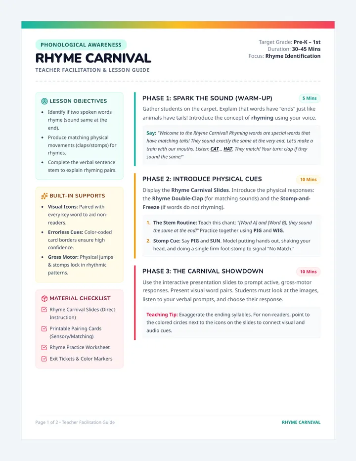 Rhyme Carnival Teacher Guide