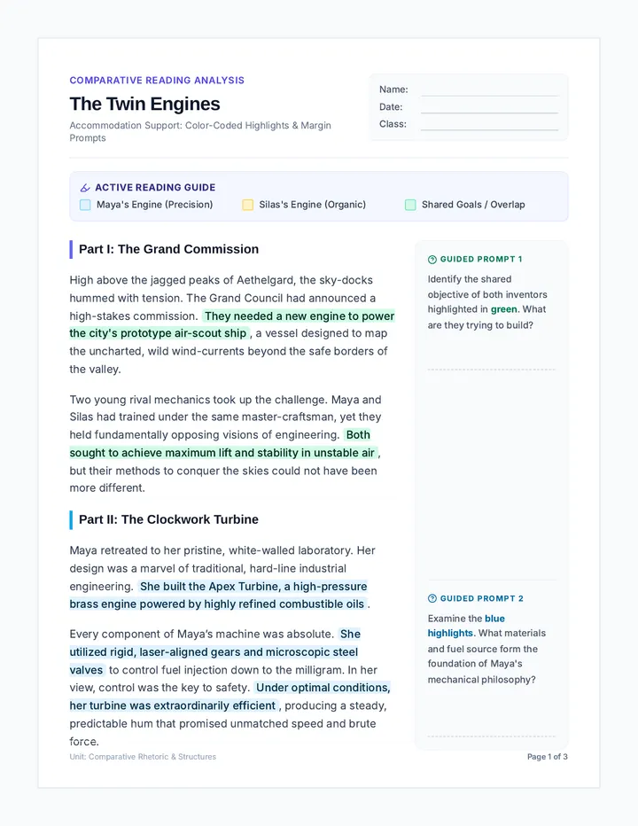 Twin Engines Worksheet