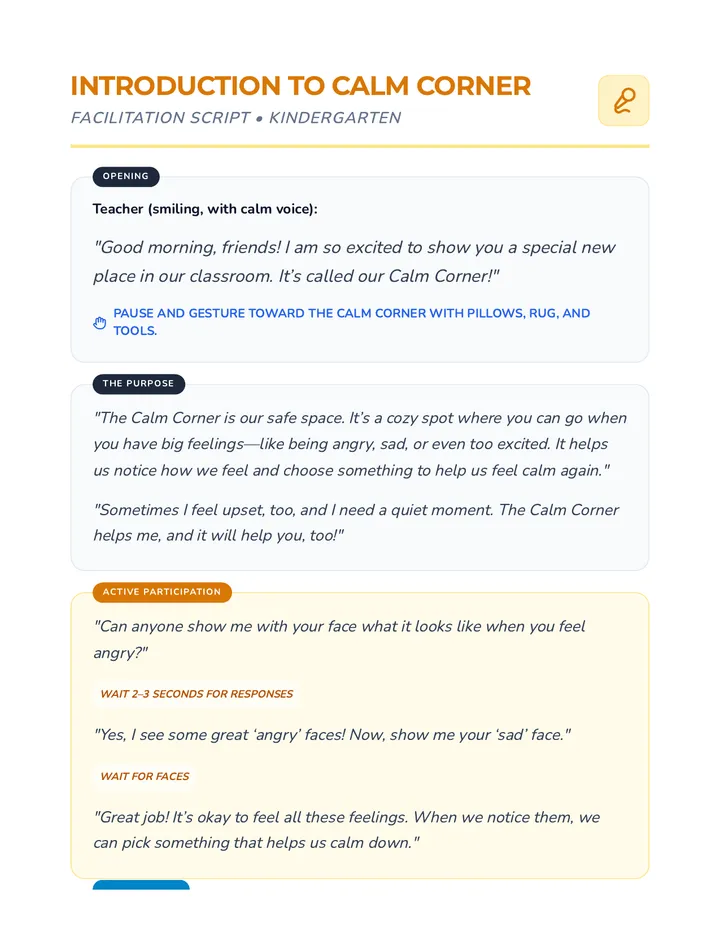 Introduction to Calm Corner Script