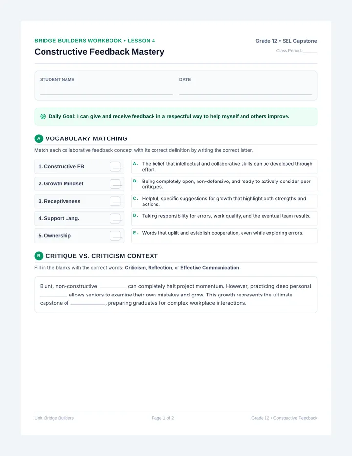 Constructive Feedback Student Pack