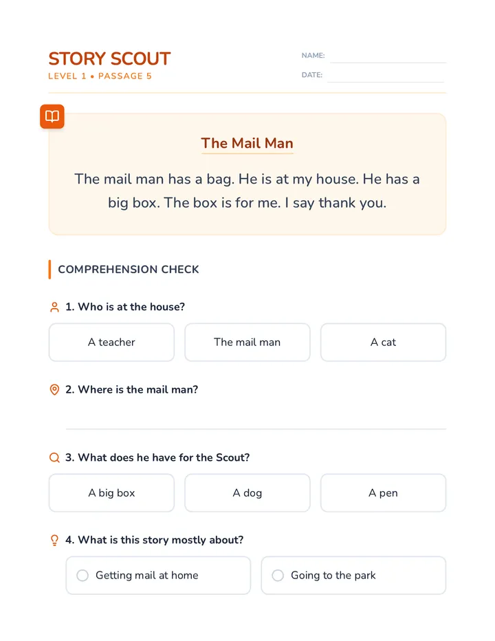 Mail Man Worksheet