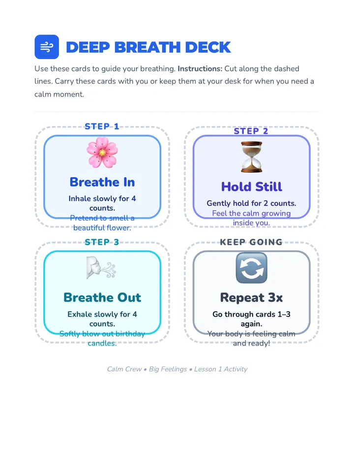 Deep Breathing Strategy Cards