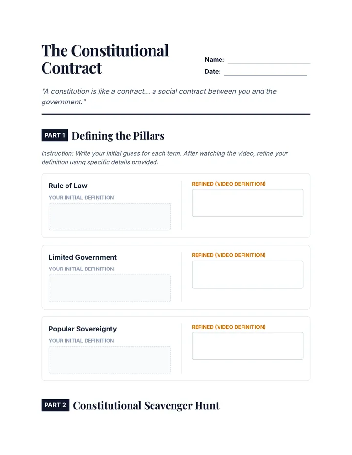 Constitutional Contract Worksheet