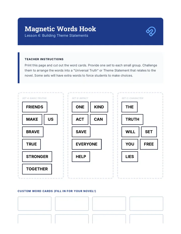 Magnetic Word Cards Activity