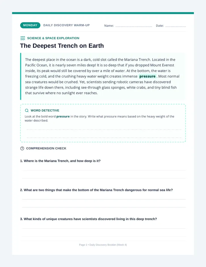 Daily Discovery Week 4 Booklet