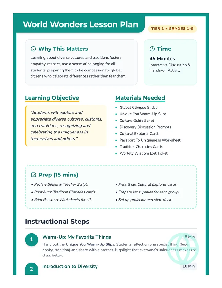 World Wonders Lesson Plan