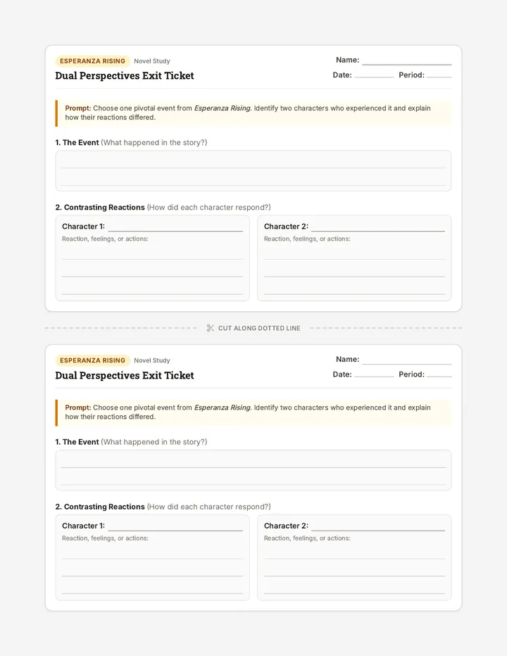 Dual Perspectives Exit Ticket