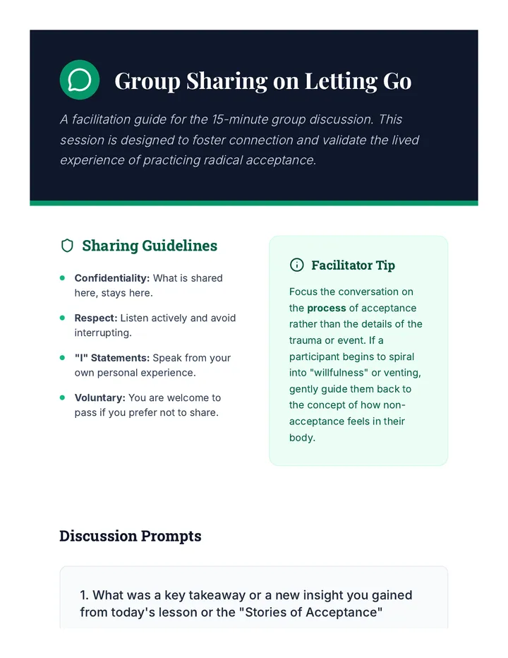 Group Sharing on Letting Go Discussion Guide