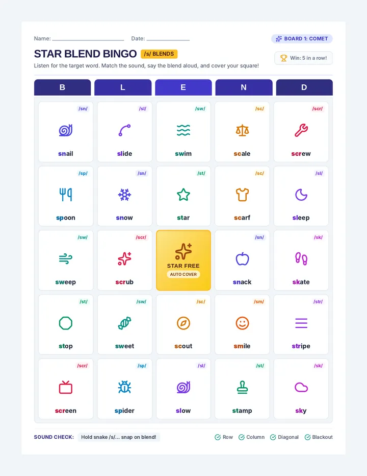 Star Blend Bingo Boards