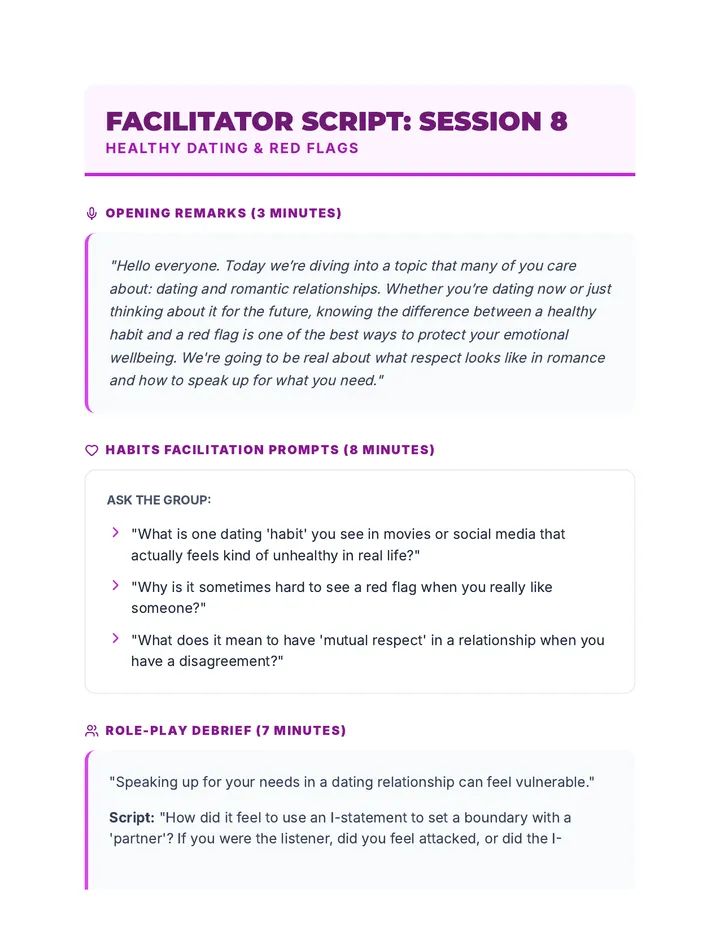 Session 8 Facilitator Script