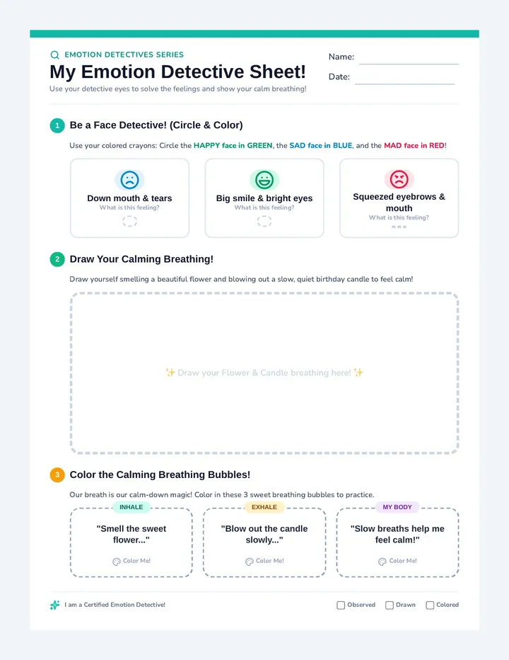 Emotion Detectives Reflection Sheet