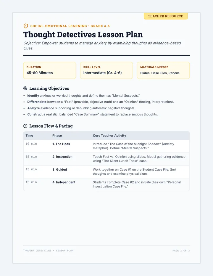 Thought Detectives Lesson Plan