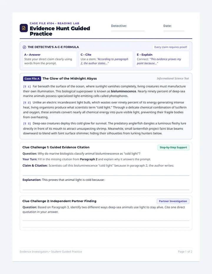 Evidence Hunt Guided Practice