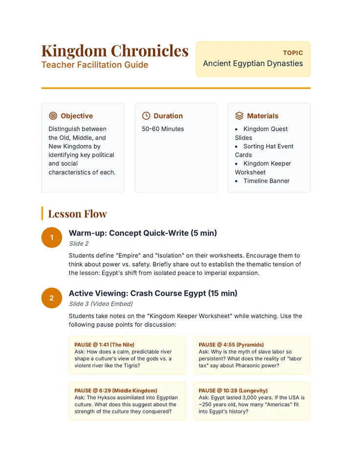 Kingdom Chronicles Teacher Guide