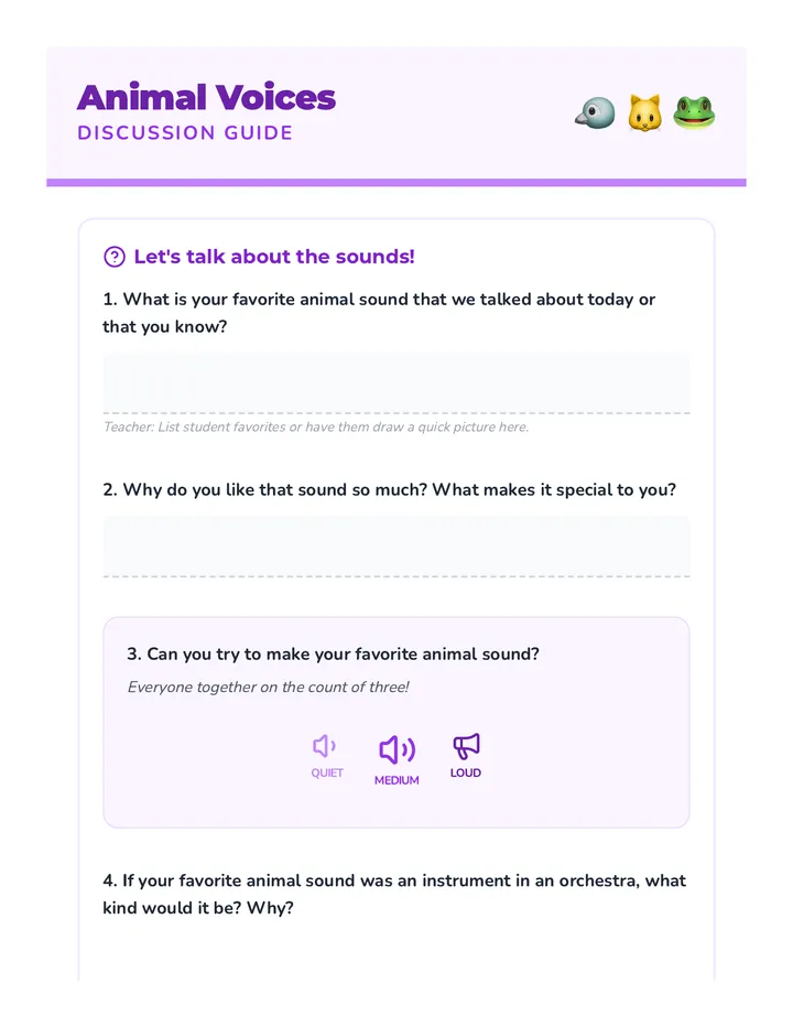 Animal Sound Discussion Guide