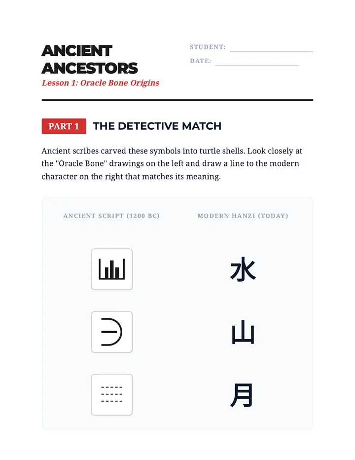 Ancient Ancestors Worksheet