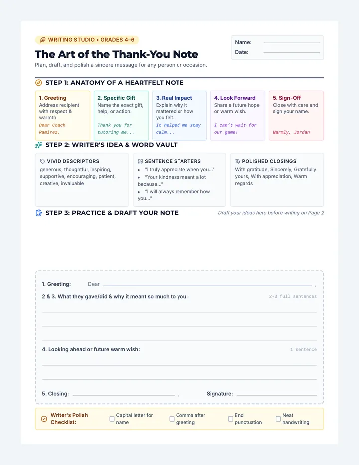 Kind Words Note Template